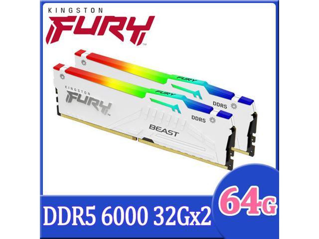 RAM desktop Kingston FURY Beast, 64GB DDR5, 6000MHz, e bardhë