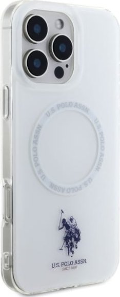 Kllëf telefoni US Polo USHMP16XHOCLDPW, për iPhone 16 Pro Max 6.9", me ring, MagSafe, i bardhë