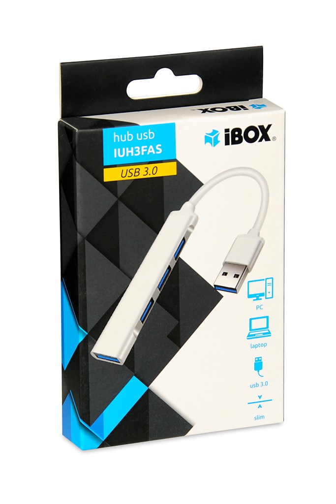 USB Hub iBOX IUH3FAS, 1x USB 3.0 + 3x USB 2.0, i argjendtë