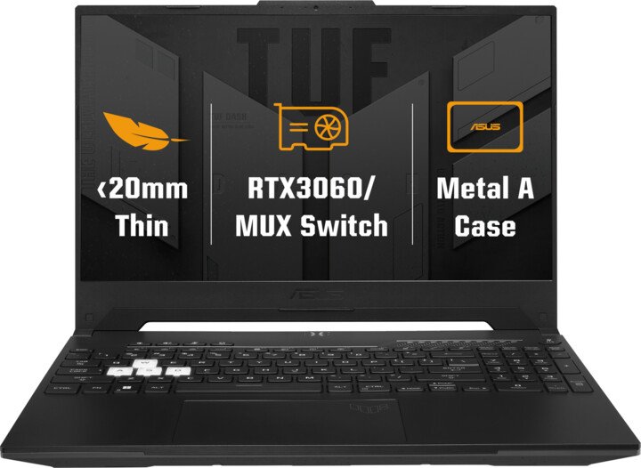 [OUTLET] Laptop ASUS TUF Dash F15 (2022), 15.6 ", Intel Core i7, 16GB RAM, 1024GB SSD, NVIDIA GeForce RTX 3060, i zi