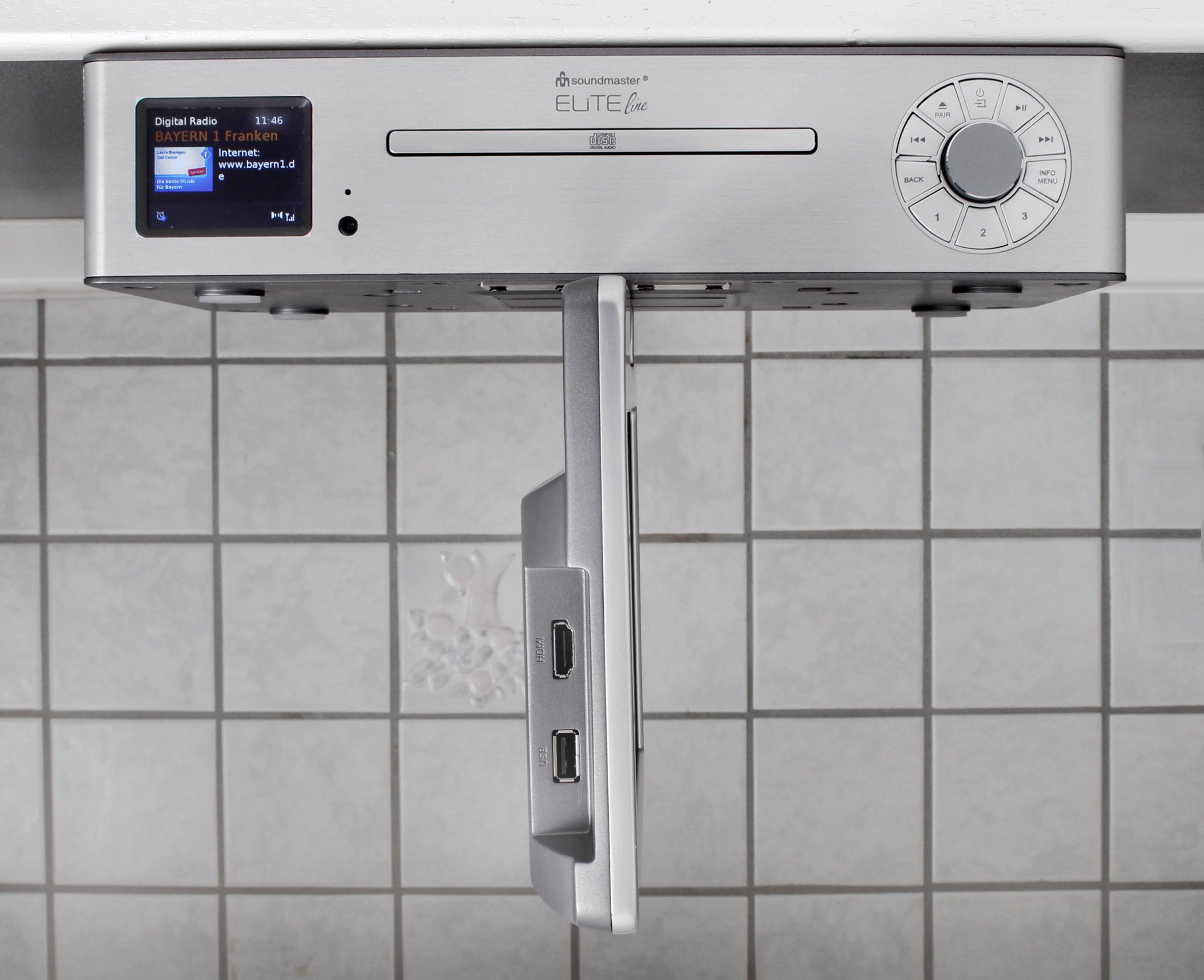 Qendër multimediale kuzhine Soundmaster EliteLine KTD1020SI, ekran 10", radio DAB FM, Bluetooth, argjendtë