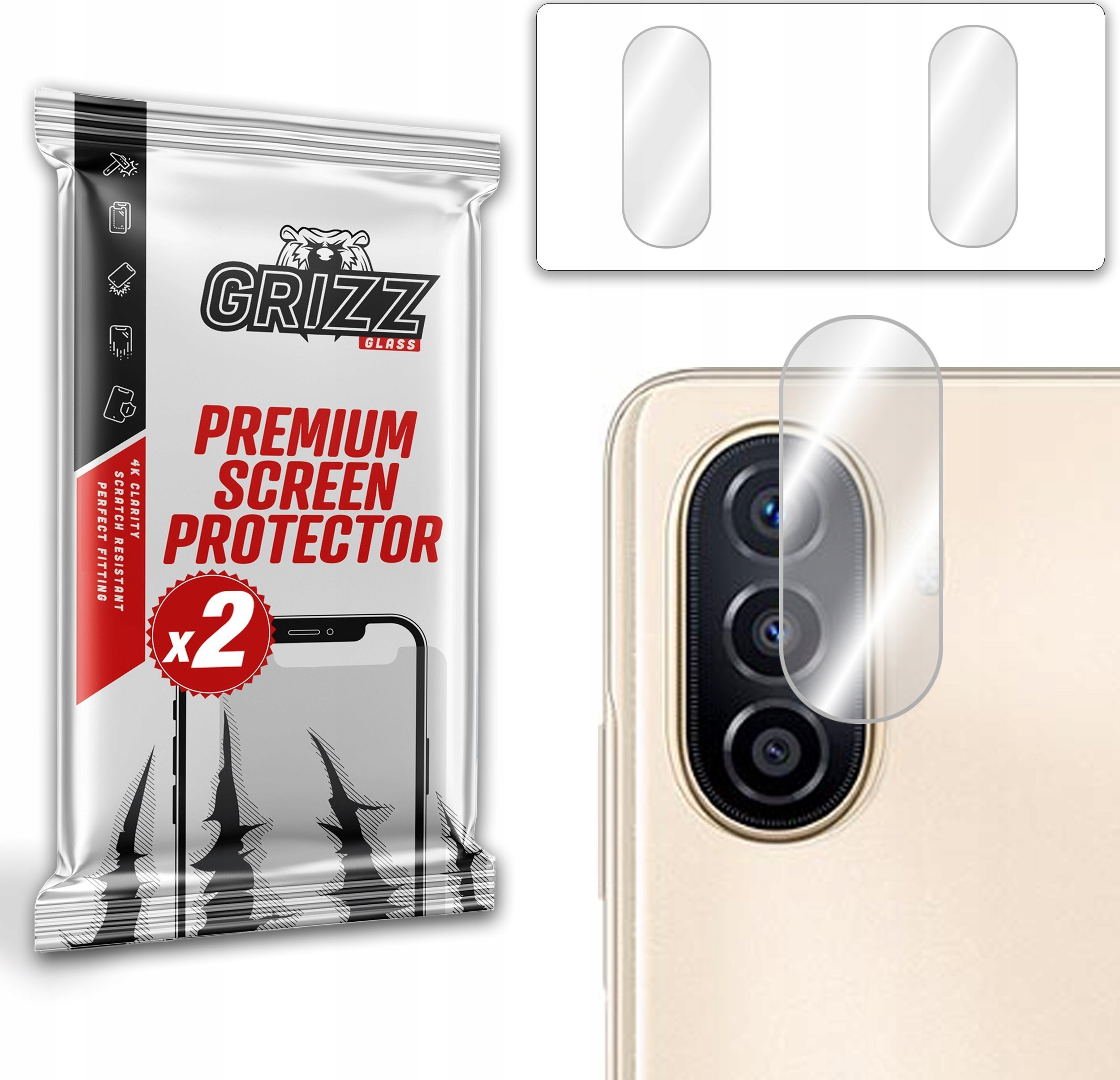 Mbrojtëse kamere GrizzGlass HybridGlass për Huawei Nova Y71, set 2 copë, transparente