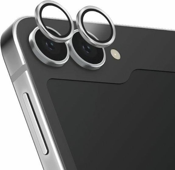 Заштита за камера Uniq Optix Aluminum за Samsung Galaxy Z Flip6, калено стакло, бела shimmer боја