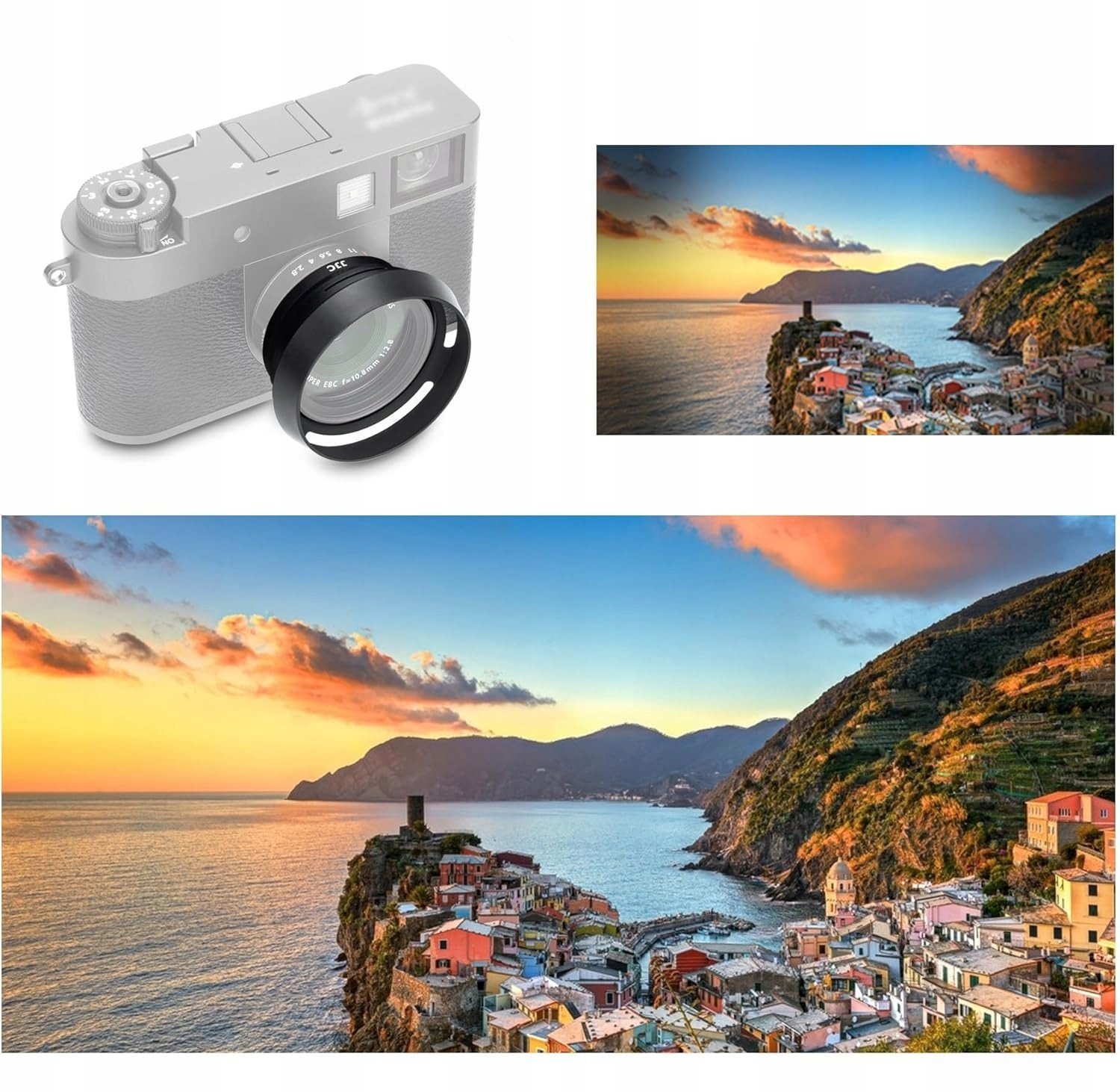 Ленс хауба JJC за камера FUJI X Half, со адаптер прстен 37mm, алуминиумска легура, црна