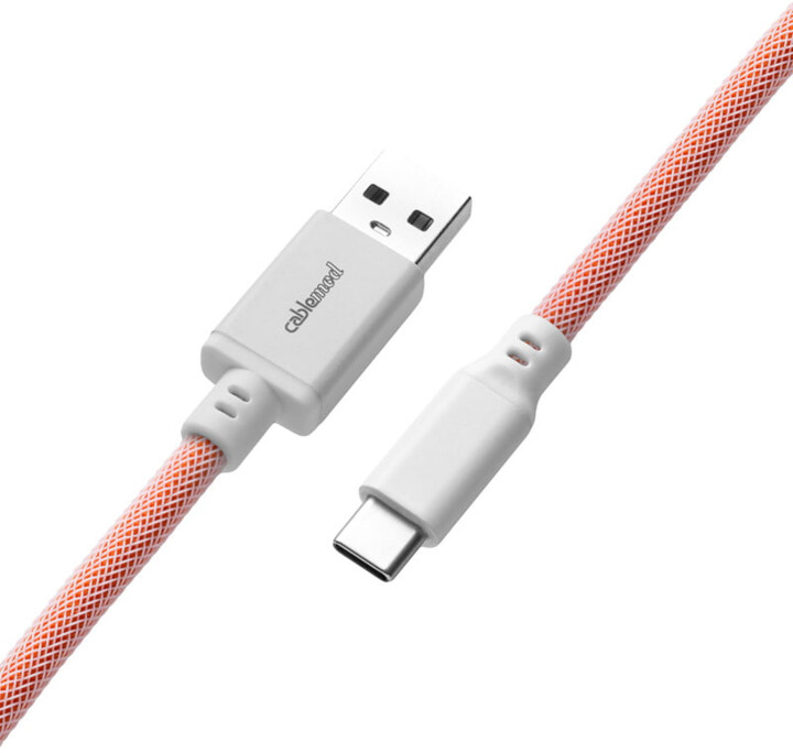 Кабел CableMod Pro Coiled Cable, USB-C/USB-A, 1,5m, Orangesicle