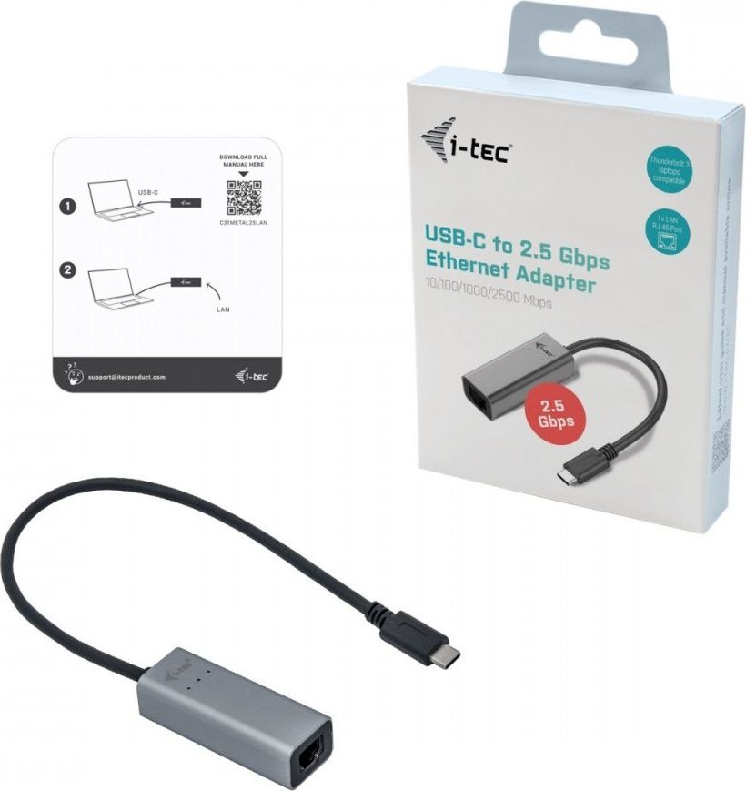 Përshtatës rrjeti I-TEC C31METAL25LAN, USB-C në RJ-45, 2.5Gbps