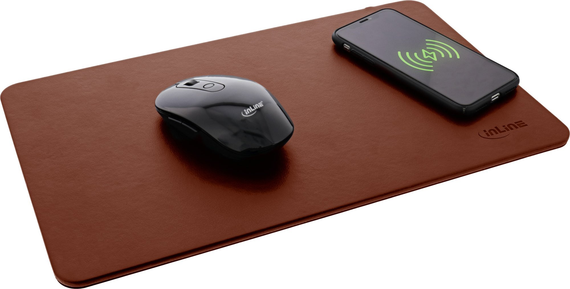 Mouse pad InLine, karikim wireless 10W, 370x225mm, kafe