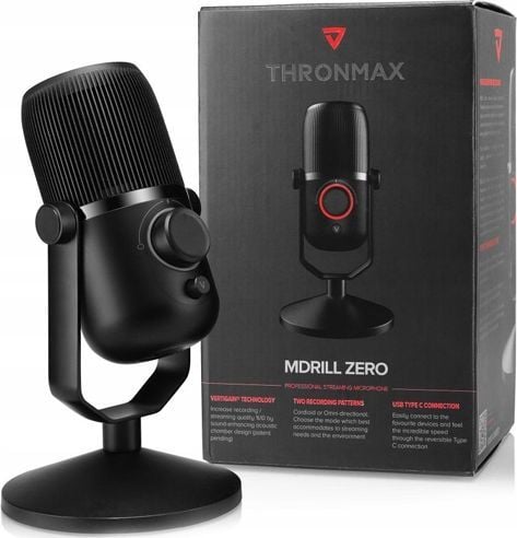 Mikrofon Thronmax M4, USB Type C, me dalje kufjesh 3.5 mm, i zi