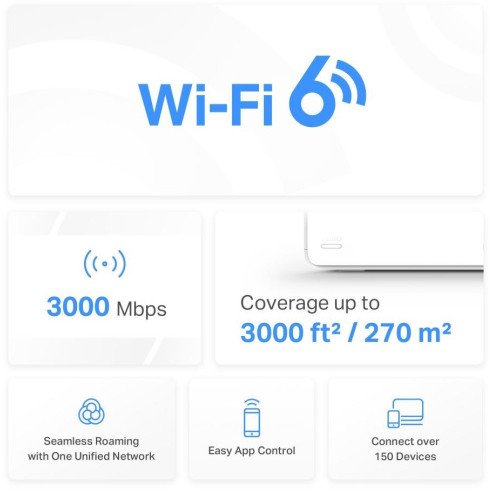 Ruter WiFi Mercusys Halo H80X, WiFi 6, AX3000, i bardhë