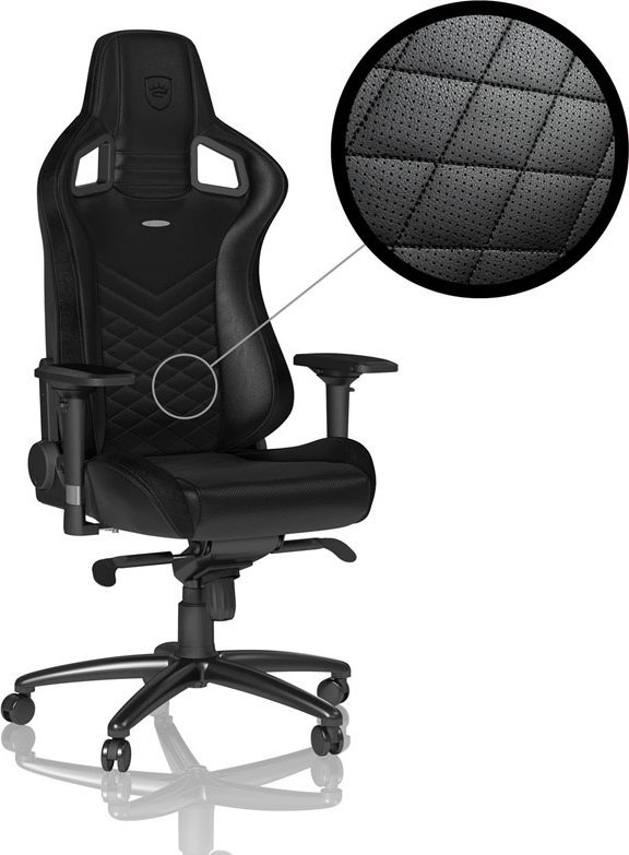 Karrige gaming noblechairs EPIC Black, lëkurë PU, krahë 4D, e zezë