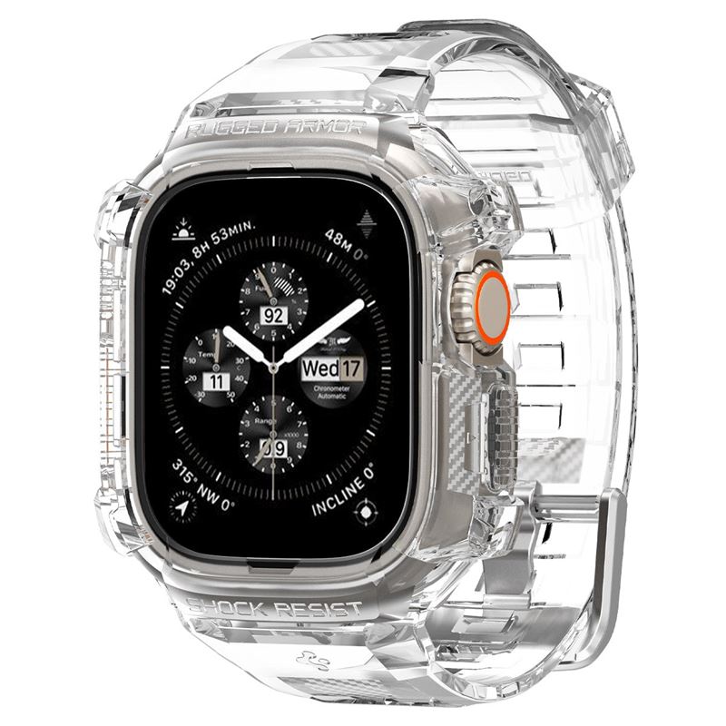 Mbështjellës për Apple Watch Ultra 2/Ultra 49mm Spigen Rugged Armor Pro, transparent
