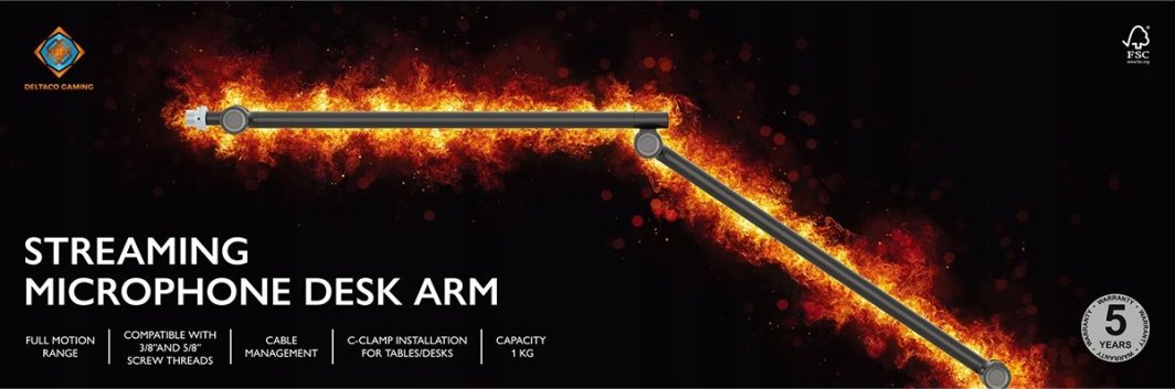 Krah mikrofonik Deltaco Gaming GAM-172, për streaming, universal, i zi