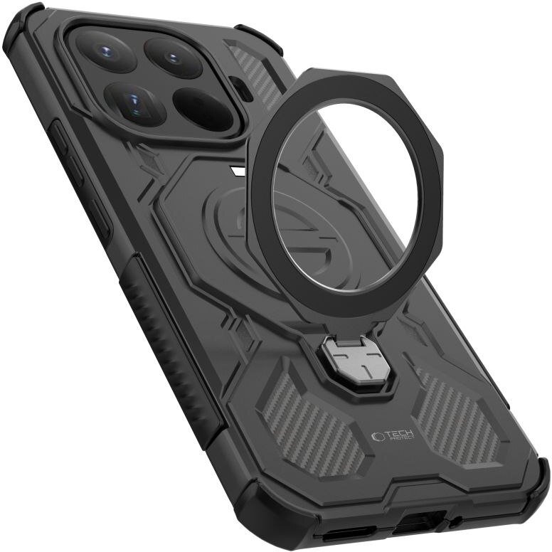 Футрола за телефон Tech-Protect TacticStand за Xiaomi 15T Pro, со држач, MagSafe, црна