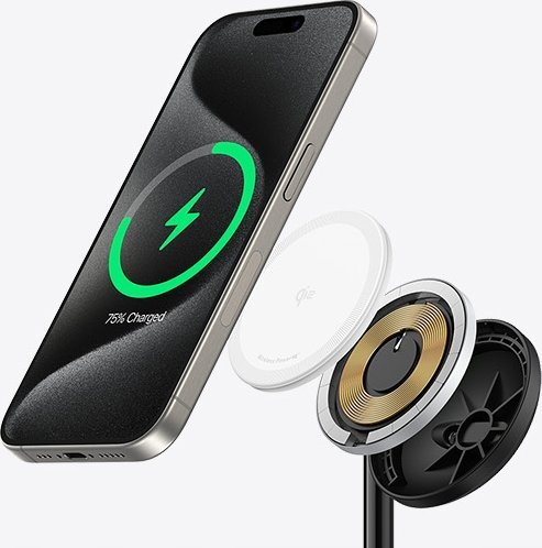 Stacion karikues magnetik Maggo 3 në 1, 15W, i zi