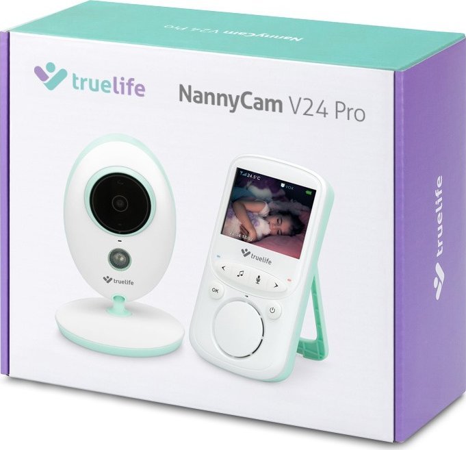 Бебифон Truelife Nanny Cam V24 Pro, екран 2.4\", поврзување 2.4 GHz, бела