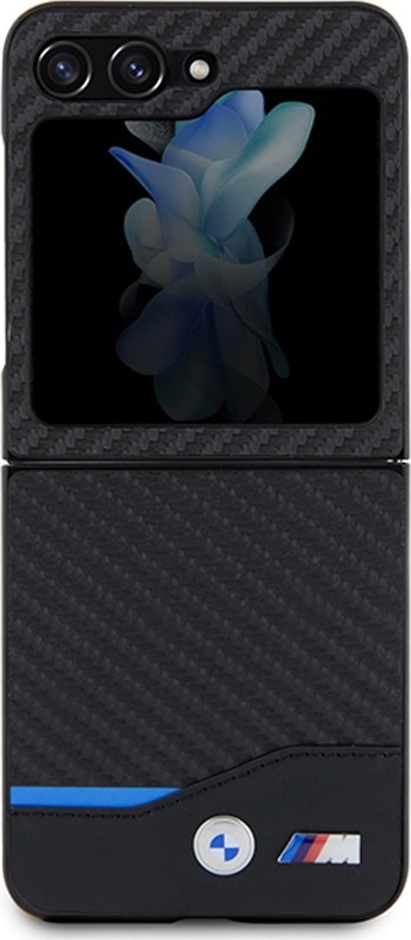 Mbulesë BMW BMHCZF522NBCK për Samsung Galaxy Z Flip5, lëkurë karbon, e zezë