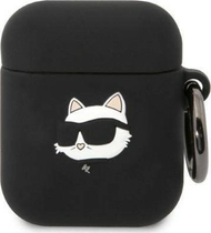 Навлака Karl Lagerfeld KLA2RUNCHK за Apple AirPods 1/2, силикон, дизајн Choupette Head 3D, црна