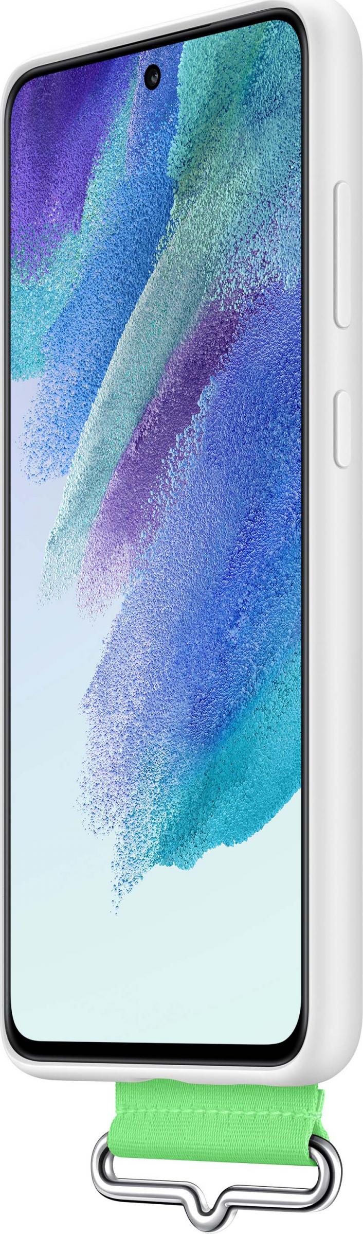 Mbulesë silikoni Samsung për Galaxy S21 FE, me rrip, e bardhë