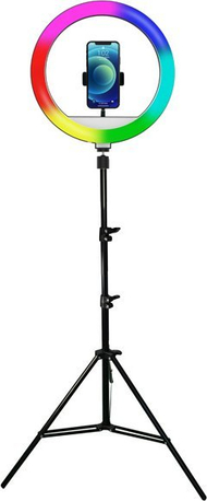 Ring llambë Powerton WPRL2RGB, 13", LED RGB, me tripod