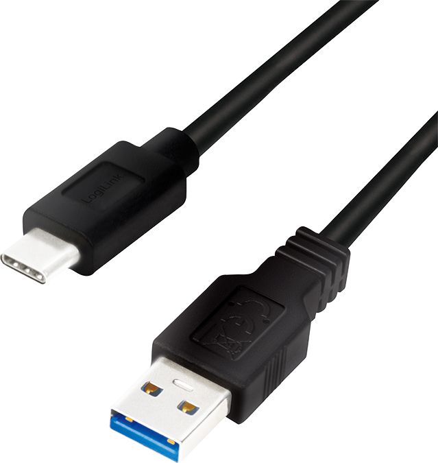 Kabllo LogiLink USB-A - USB-C, 1m, e zezë