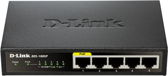 Ndërprerës D-Link DES-1005P, i zi