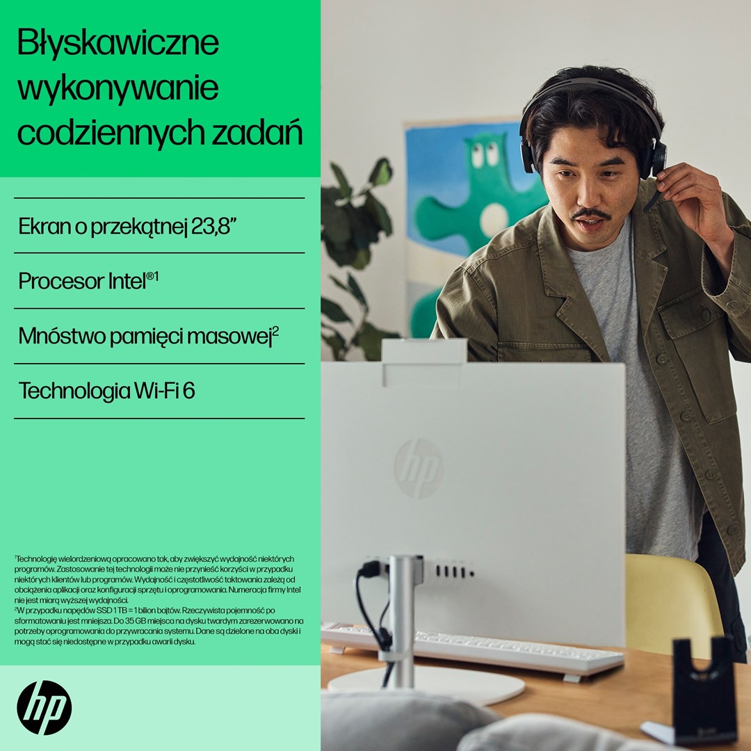 Kompjuter All-in-One HP 24-cr0011nw, i5-1335U, 23.8", 512GB SSD, i zi