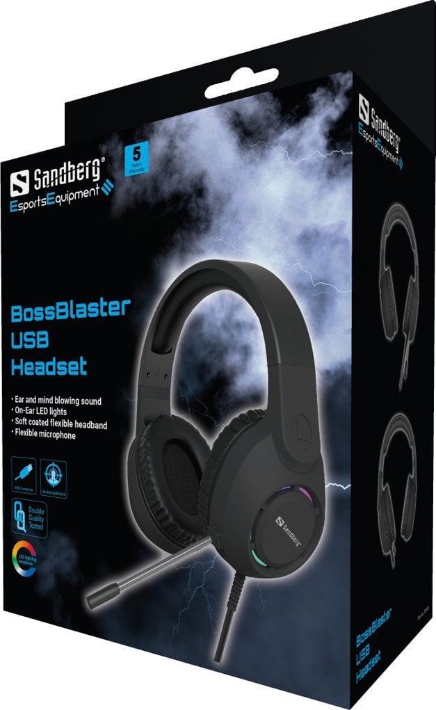 Geјмерски слушалки Sandberg BossBlaster, USB, со микрофон, со ЛЕД