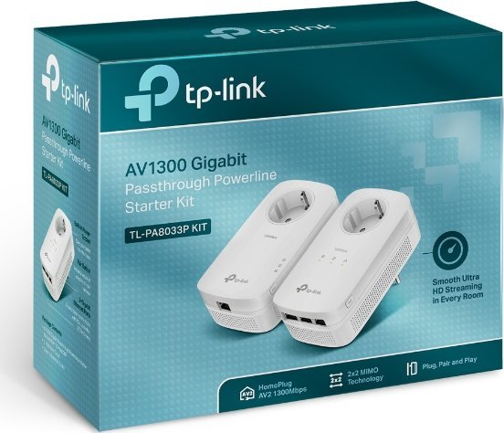 Адаптер поврзување преку електрична мрежа TP-Link AV1300 TL-PA8033P KIT, 1300 Mbps, 3x гигабитни, бел