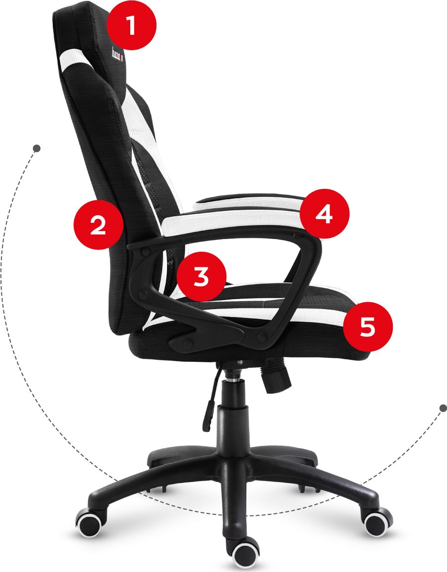 Karrige gaming Huzaro Force 2.5, rrjetë mesh, ergonomike, e bardhë