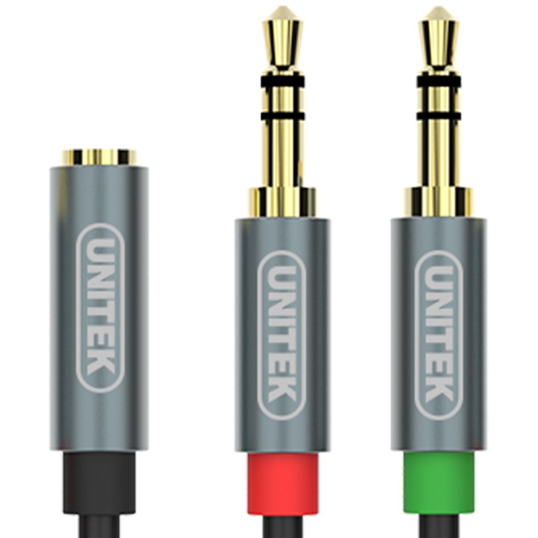 Kabllo Unitek- Jack 3.5mm x2 (Y-C957ABK),0.2m,e zezë