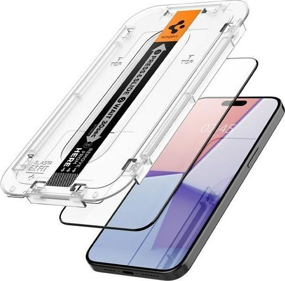 Mbrojtës ekrani Spigen Glass tR EZ Fit, 2 copë, për iPhone 15 Pro, i zi