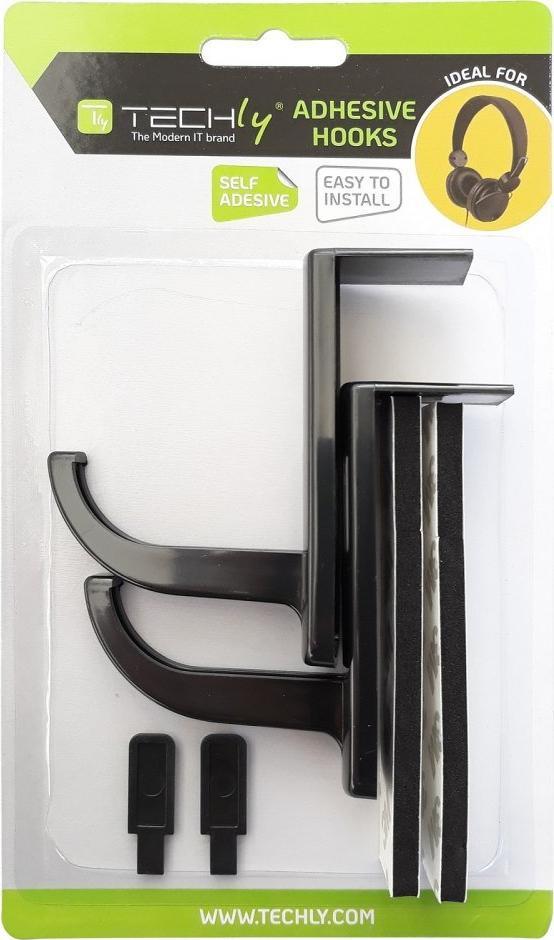 Држач за слушалки Techly, пластика, Црна