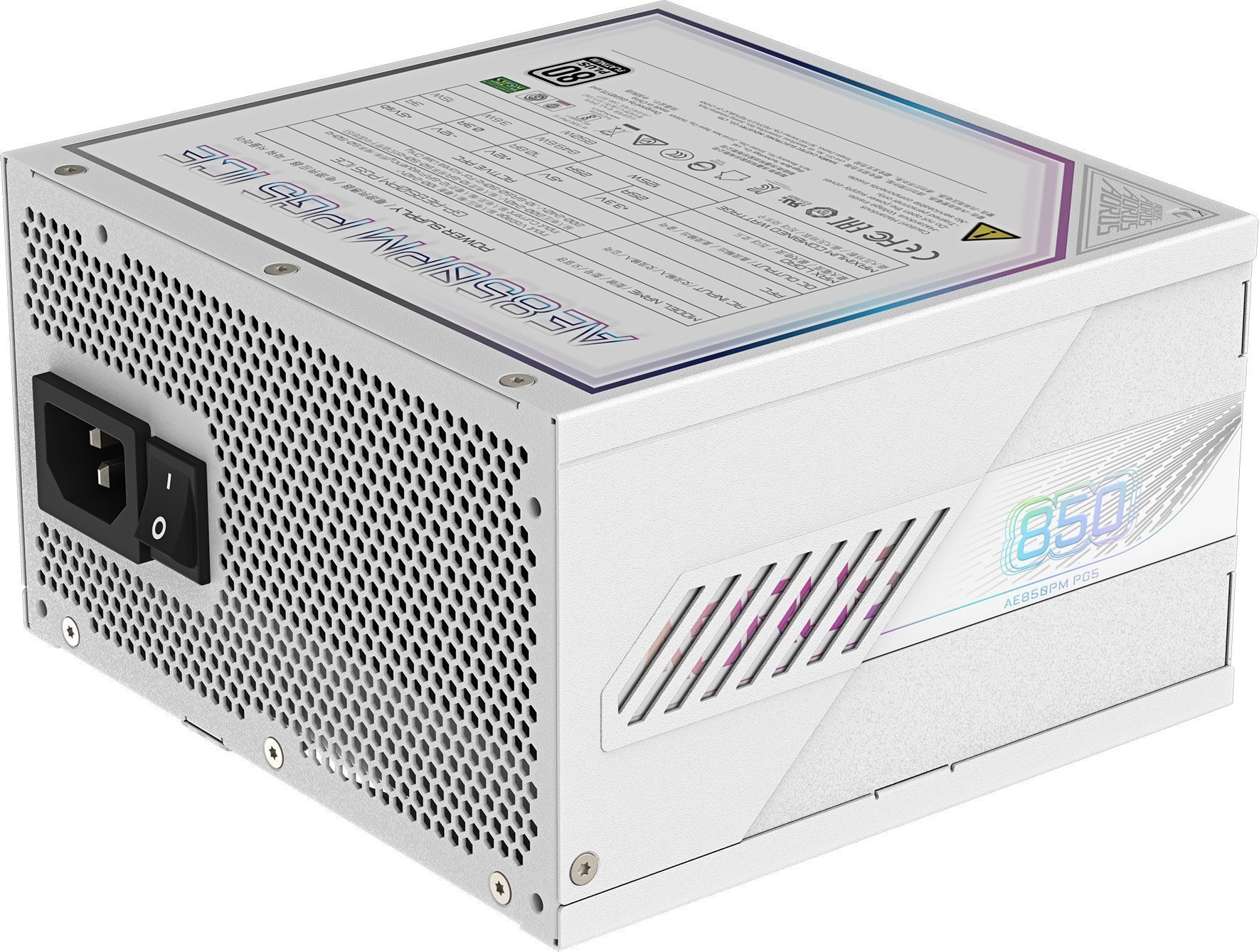 Furnizues energjie GIGABYTE AORUS ELITE P850W ICE, 850W, 80 Plus Platinum, modulare, e bardhë