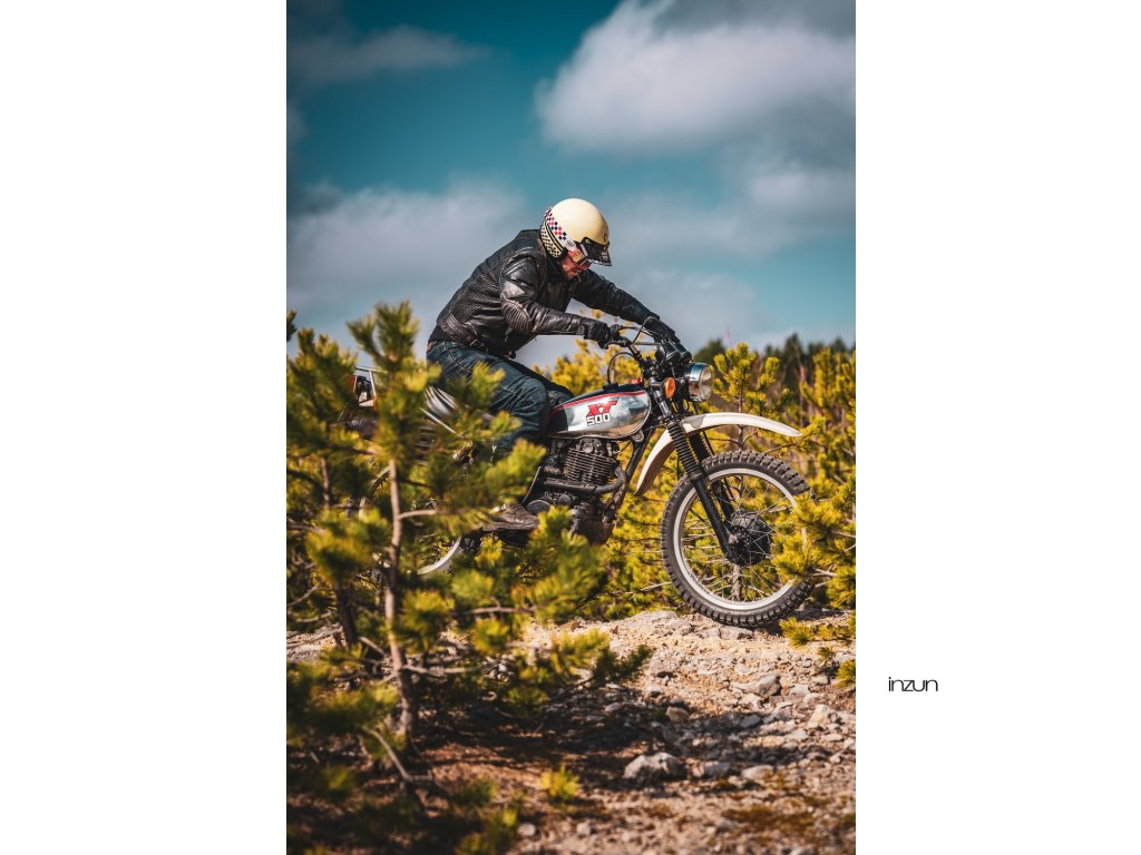 Helmë moto CASSIDA ESO Forty Nine 2026, fiberglass, retro, krem e zezë