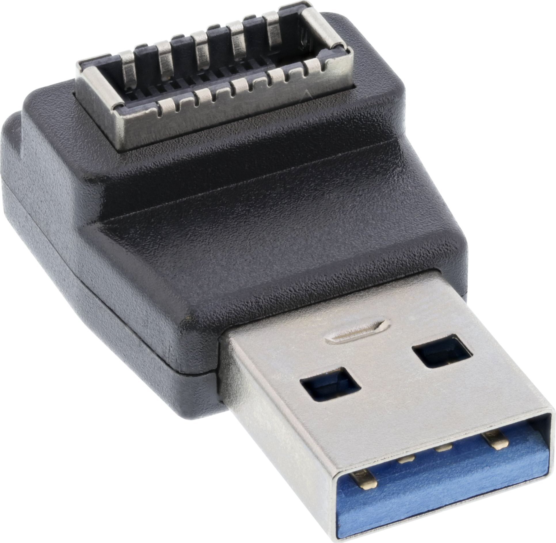 USB адаптер InLine USB 3.2, USB A машки во USB E на преден панел