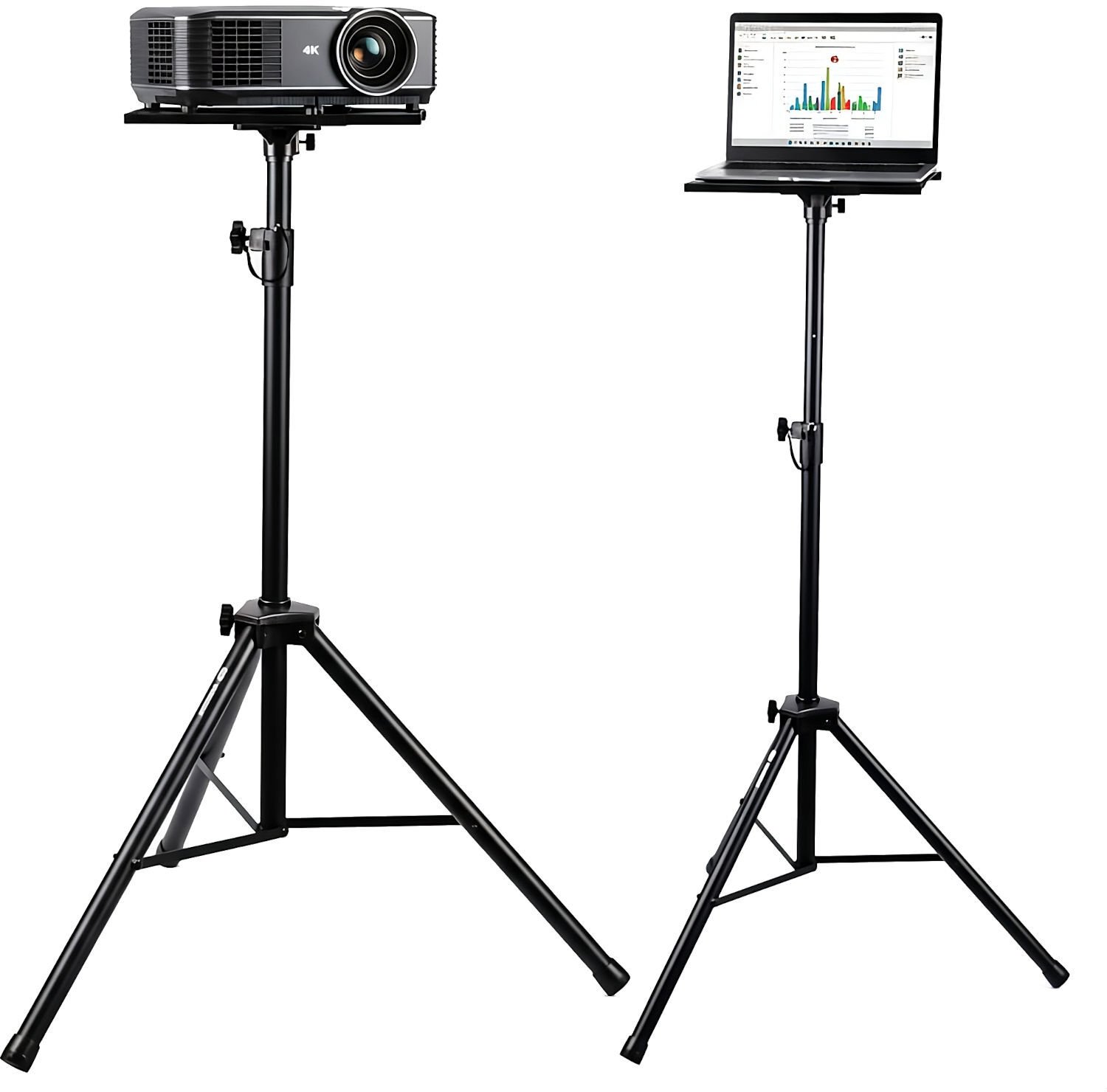 Stativ për laptop dhe projektor Mozos PL3, rregullim lartësie 1 1.8 m, platformë 28 x 38 cm, i zi