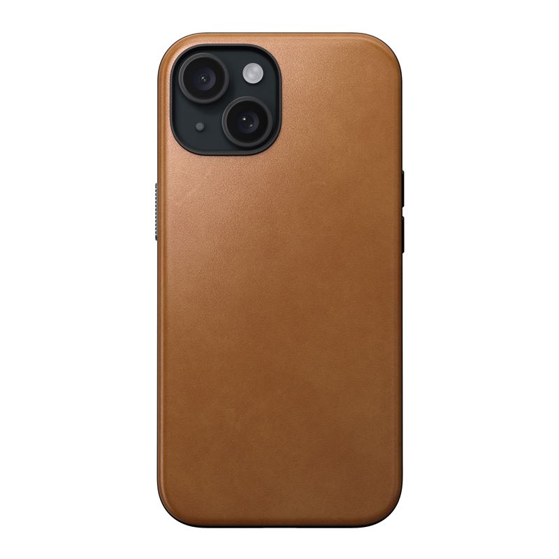Husë telefoni Nomad Modern Leather, për iPhone 15, lëkurë natyrale, ngjyrë kafe English Tan