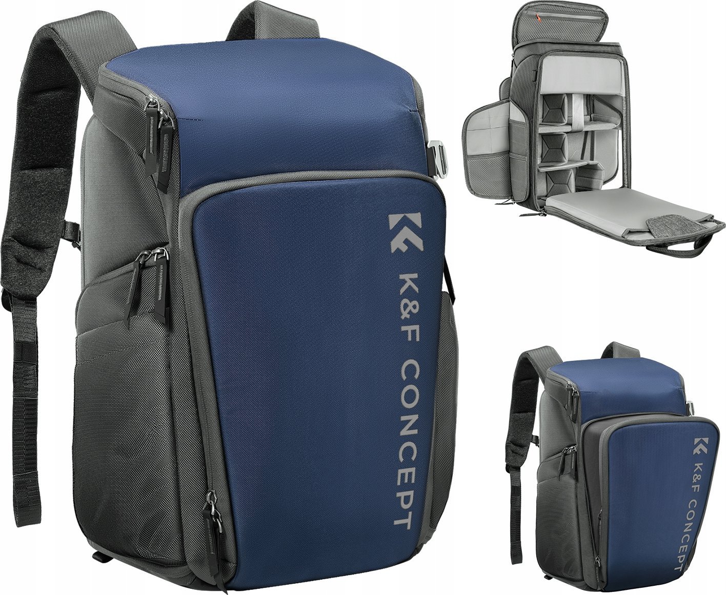 Ранец за фотографска опрема K&amp;F Concept KF13.128.v2, 25L, за Canon Nikon, сина