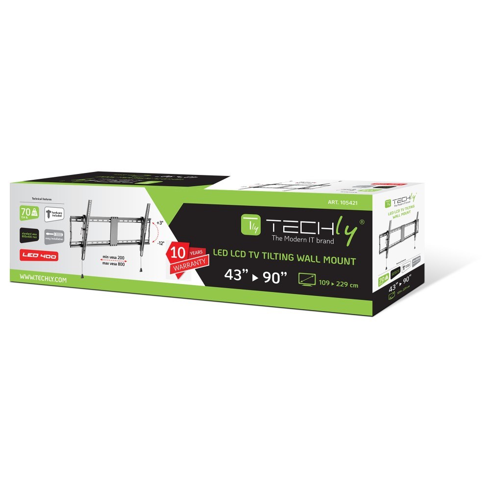 Mbajtëse për TV Techly, 43-90", 70 kg, e zezë