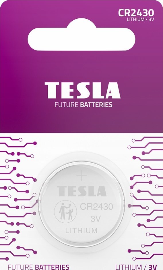 Bateri litium Tesla CR2430, 3.0V, LiMnO2
