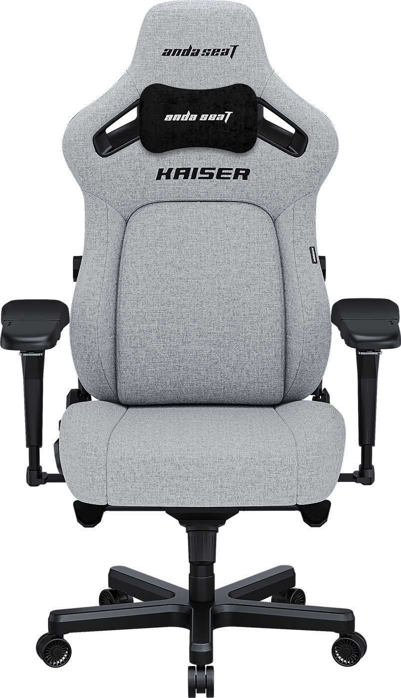 Гејминг столица AndaSeat Kaiser 4 Series XL, материјал лен, интегрирана лумбална поддршка, сиво-сива