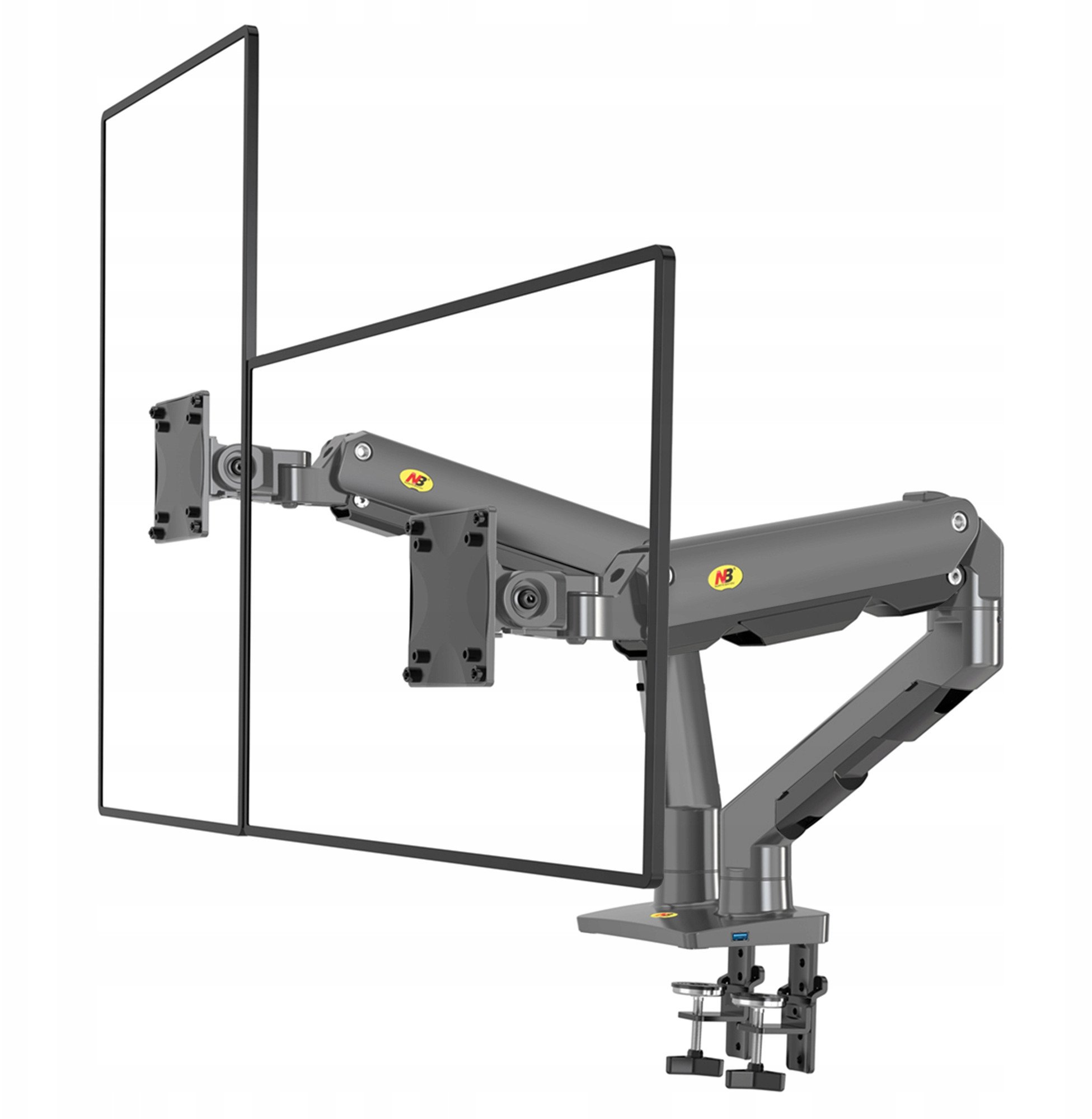 Mbajtëse dyfishe monitorësh NB G65, 27" 34", për monitorë të lakuar, gri gunmetal