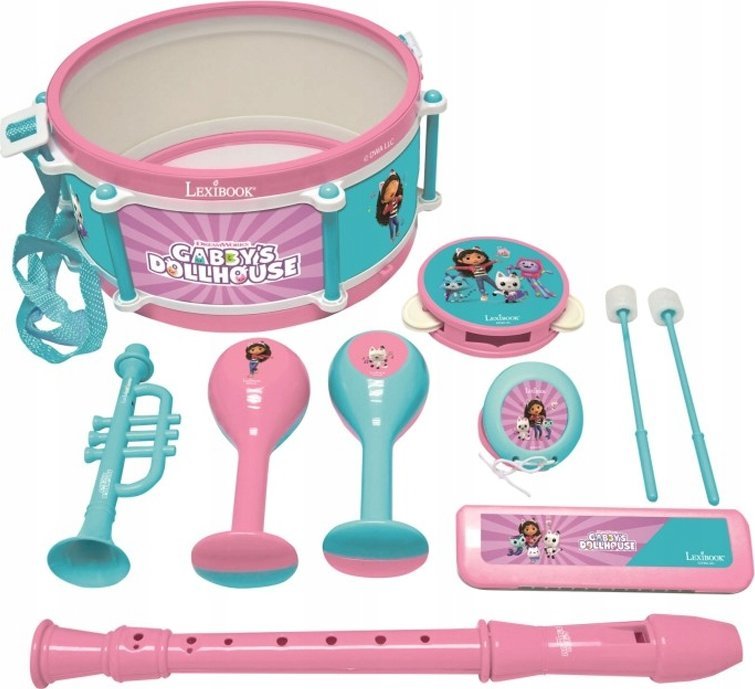 Set muzikor Lexibook Gabby's Dollhouse, 7 instrumente, lodër muzikore, rozë dhe kaltër