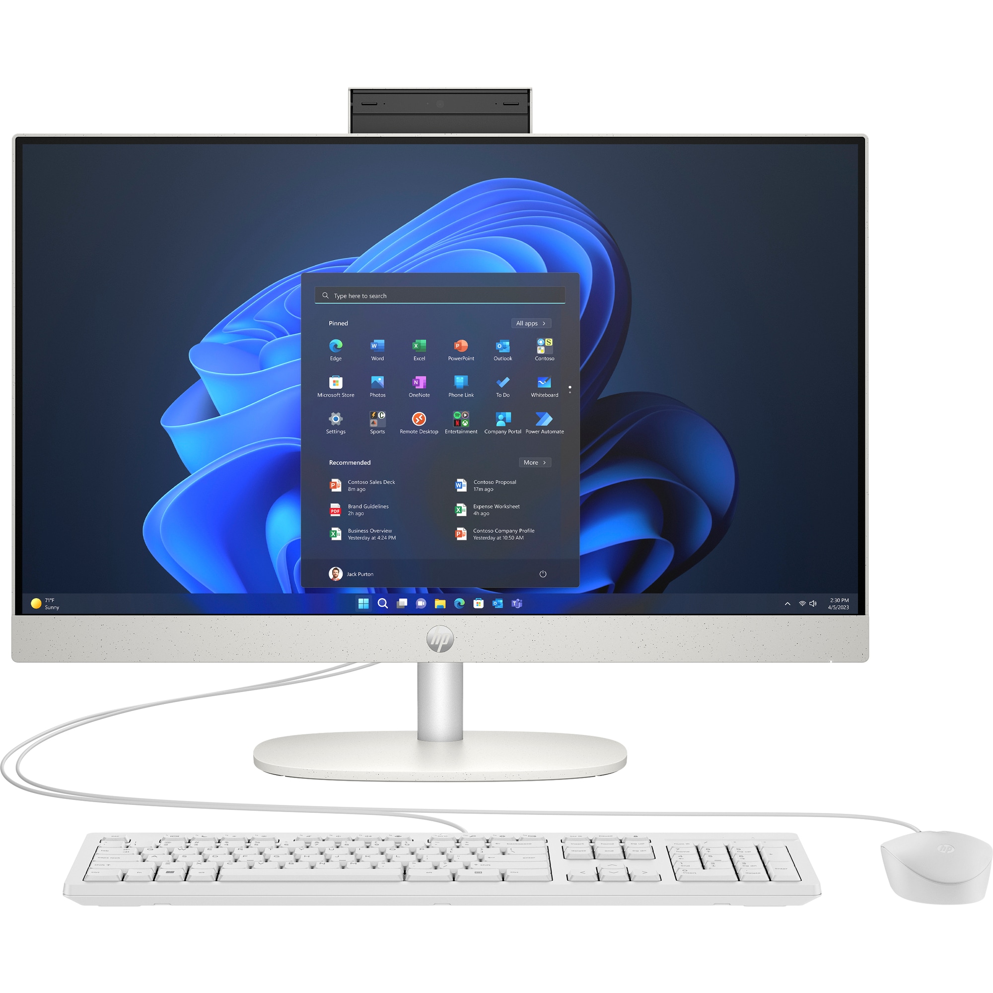 Kompjuter All in One HP ProOne 245 G10, Ryzen 3 7320U, 23.8" FHD, 8GB RAM 512GB SSD, i bardhë