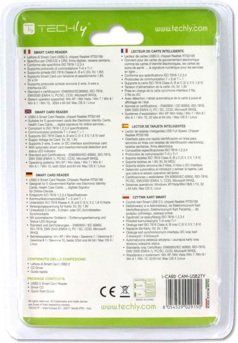 Lexues i kartave smart Techly Compact USB 2.0, i bardhë