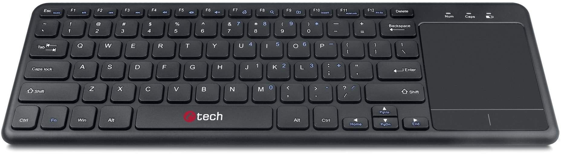 Tastierë C TECH WLTK 01, wireless me touchpad, USB, e zezë