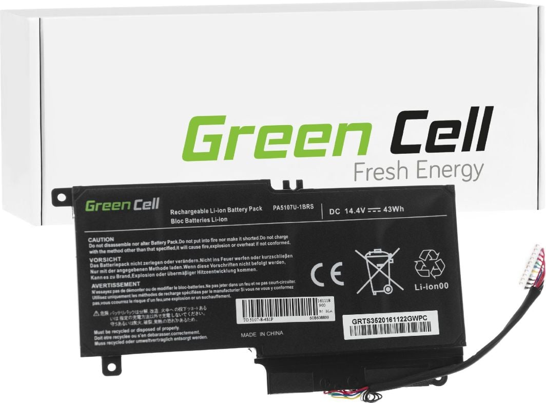 Bateri laptopi Green Cell PA5107U-1BRS, për Toshiba Satellite L50-A P50-A S50-A, e zezë