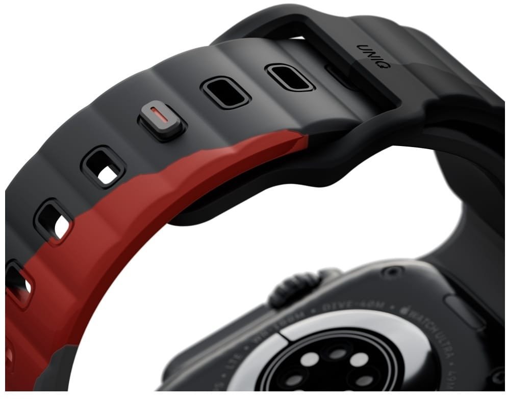 Rrip dore UNIQ Stride De Rubber për Apple Watch 49/46/45/44 mm, FKM gome, charcoal