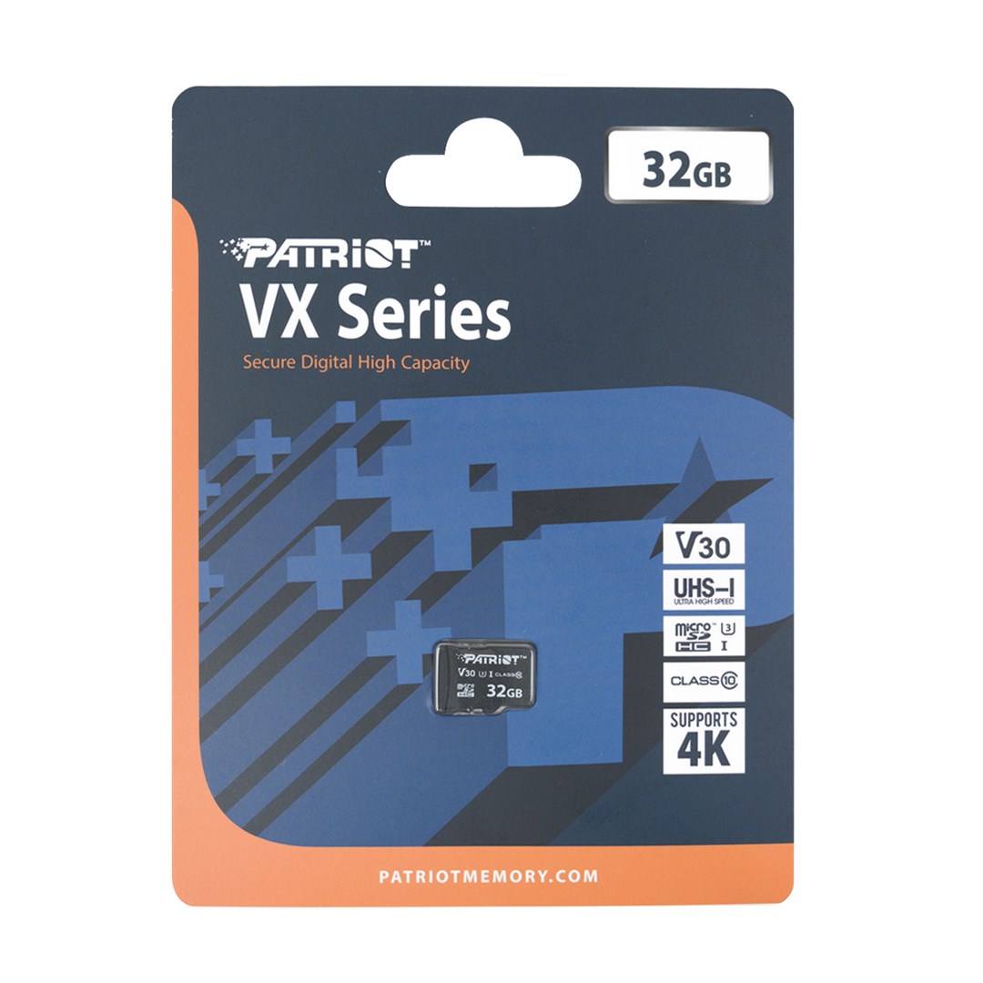 Kartë memorie Patriot VX Series MicroSDXC, 32 GB, Class 10, UHS-I U3, V30, e zezë