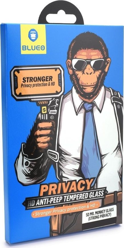 Xham mbrojtës BlueO 5D Mr. Monkey për iPhone X XS 11 Pro, privacy, i zi